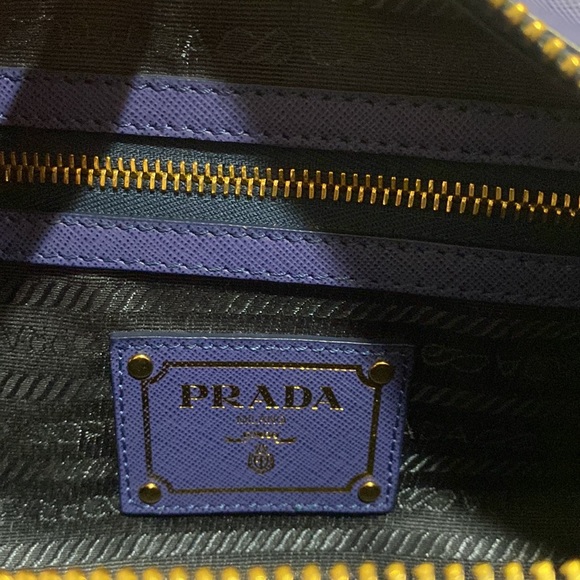 Prada Tote Bag Leather Blu shoulder Bag - Picture 7 of 9